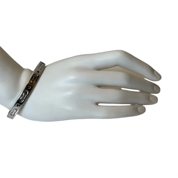 Coach Kissing C Hinged Silver with Green Crystals Bracelet - Picture 11 of 11